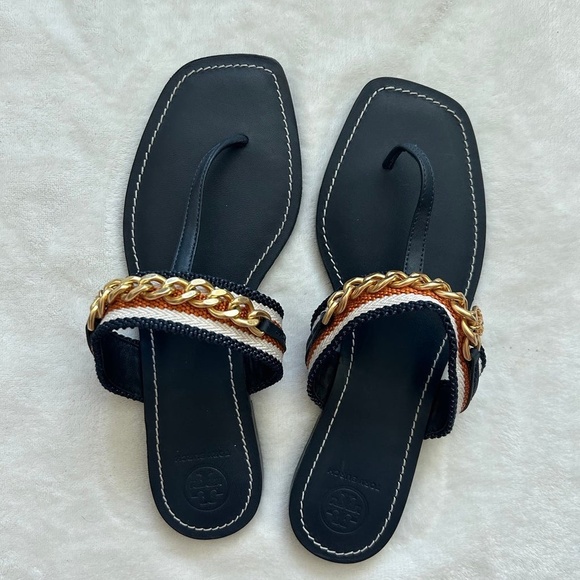 NWOB Tory Burch Shoes Tory Burch Mini Benton Navy Chain Band Sandal - Picture 8 of 8